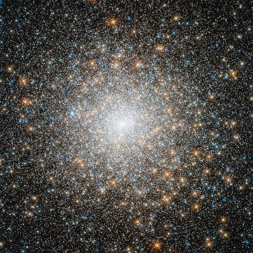 M15, pictured by the Hubble Space Telescope (showing Pease 1, upper left centre). Image Credit: NASA/ESA, Public Domain.