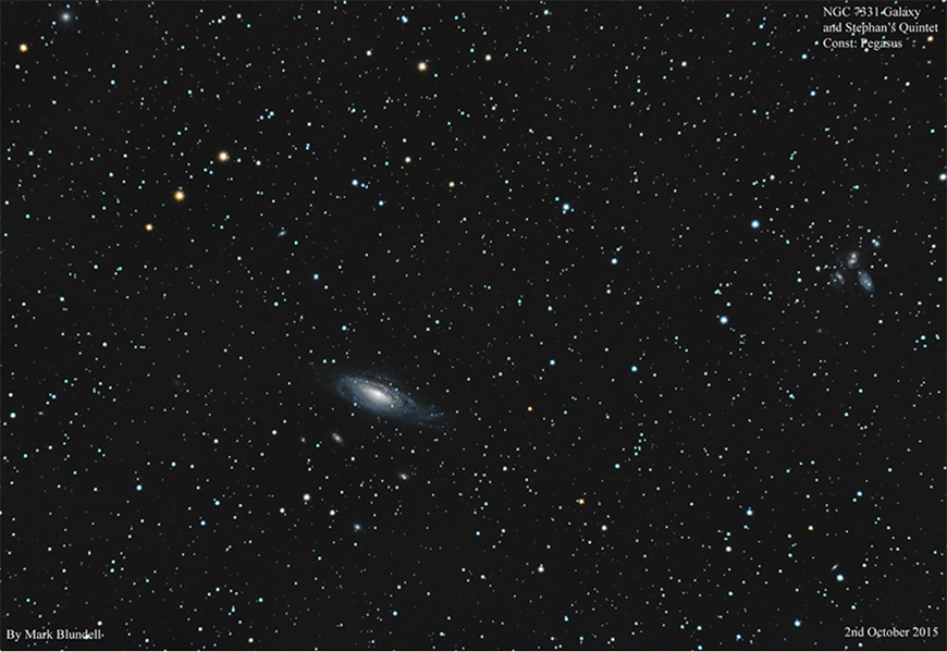 NGC7331 and Stephan's Quintet.  Image Credit: Mark Blundell.