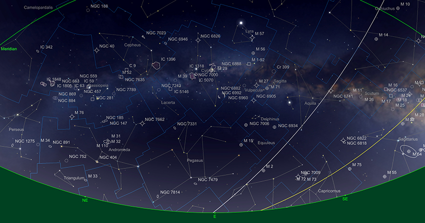 Messier Marathon part 4, 5am, looking southeast.  Image created with SkySafari 5 for Mac OS X, ©2010-2016 Simulation Curriculum Corp., skysafariastronomy.com.