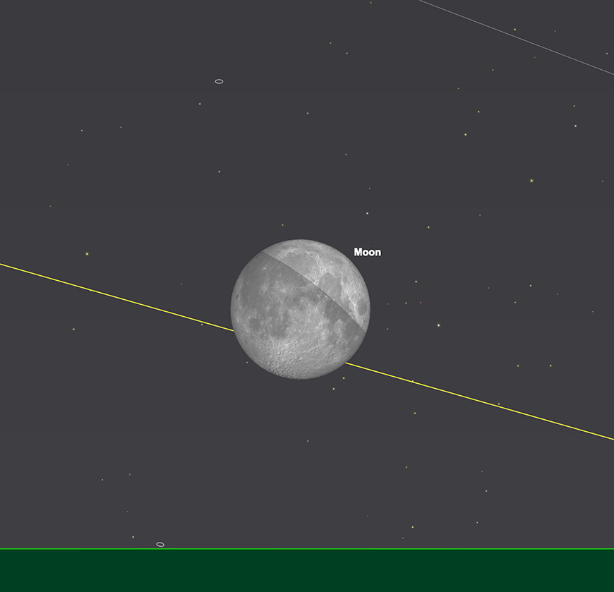 The Moon close to setting, in partial eclipse, 6am, 25th March.   Image created with SkySafari 5 for Mac OS X, ©2010-2016 Simulation Curriculum Corp., skysafariastronomy.com.