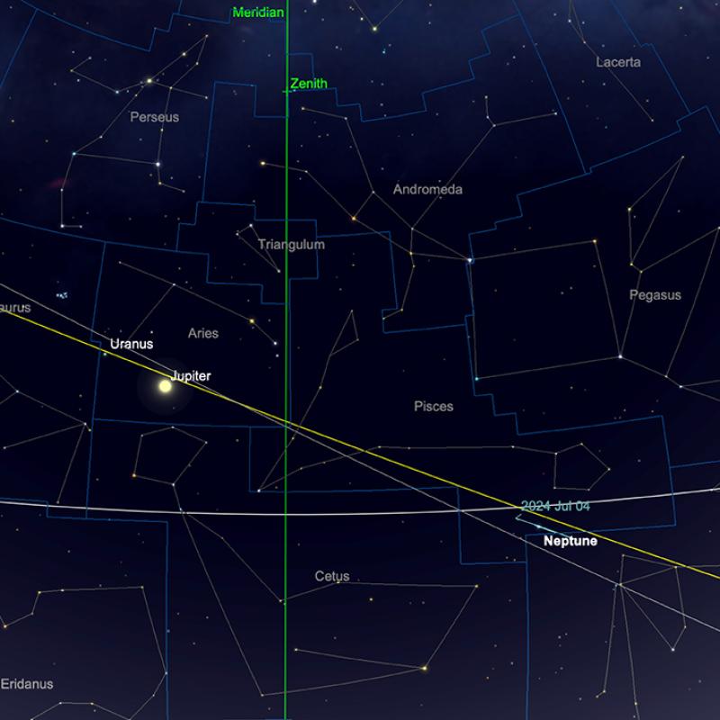 Uranus and Neptune relative positions, 15th August.  Image created with SkySafari 5 for Mac OS X, ©2010-2016 Simulation Curriculum Corp., skysafariastronomy.com.