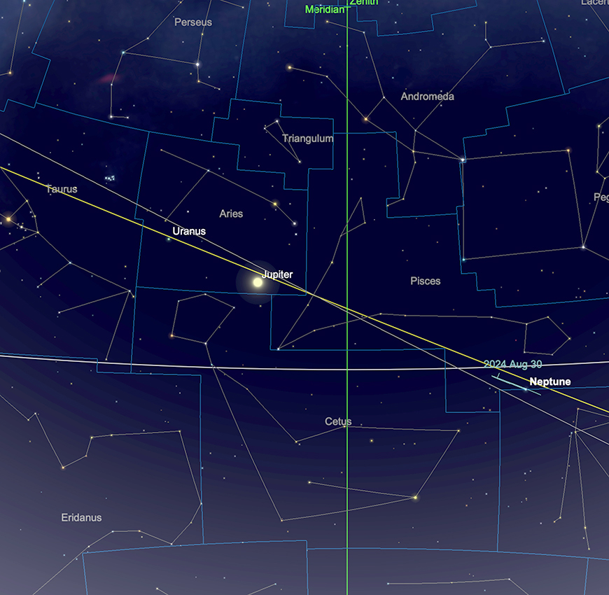 Uranus and Neptune relative positions, 15th December.  Image created with SkySafari 5 for Mac OS X, ©2010-2016 Simulation Curriculum Corp., skysafariastronomy.com